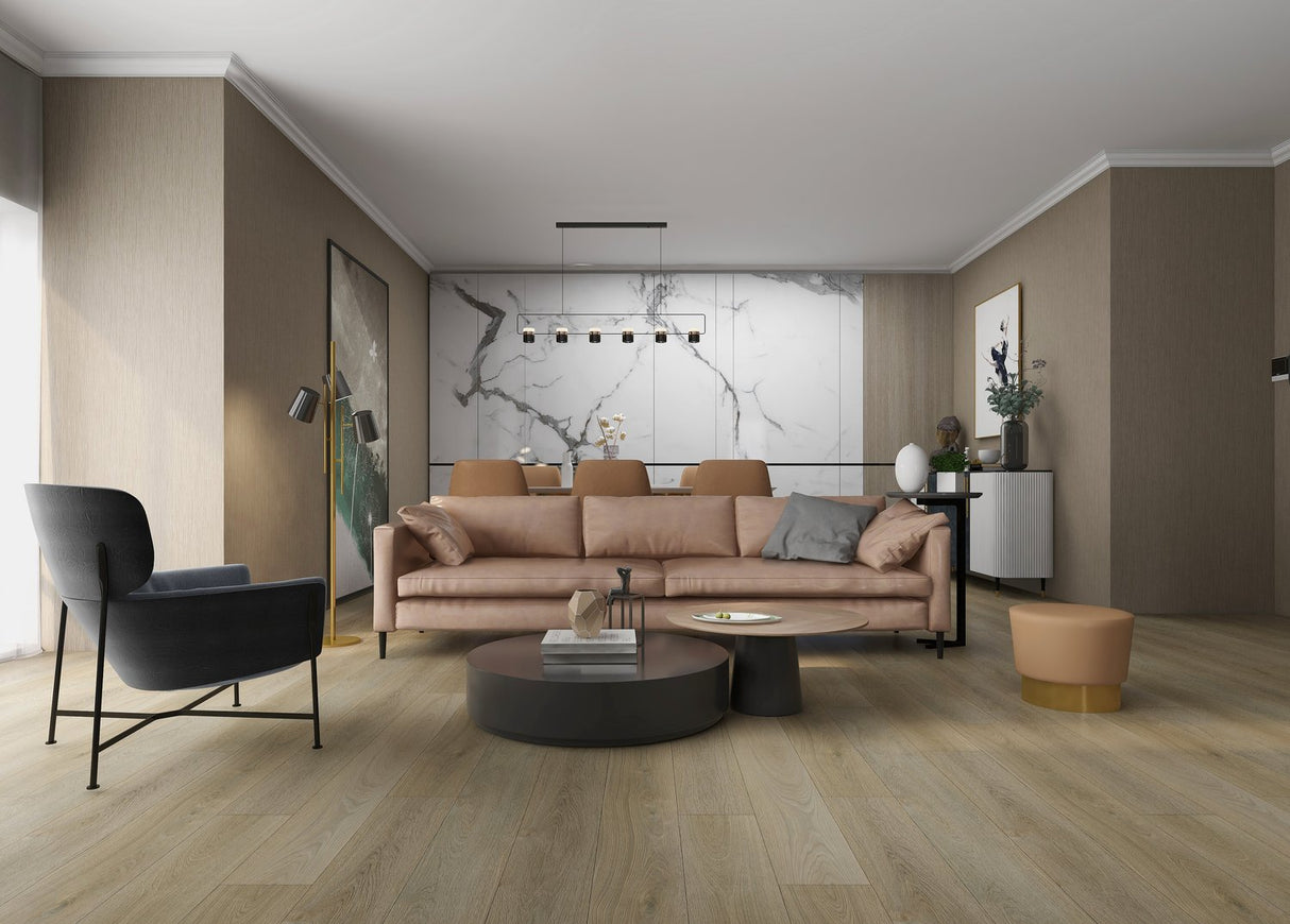 B Series B-09 New York Coffee 6 mm T x 9.06" In W x 48.03" In L 20 Mil SPC Click-Lock Waterproof Vinyl Plank Flooring (24.16 sf / box)