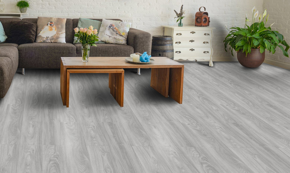 B Series B-14 Late Grey 6 mm T x 9.06" In W x 48.03" In L 20 Mil SPC Click-Lock Waterproof Vinyl Plank Flooring (24.16 sf / box)