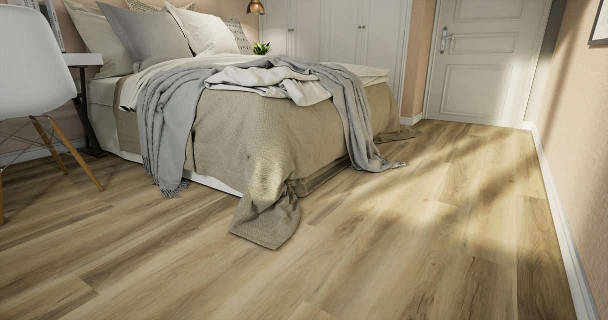 D Series D-06 Sand Oak 7 mm T x 9.06" In W x 60.25" In L 20 Mil SPC Click-Lock Waterproof Vinyl Plank Flooring (22.72 sf / box)