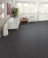Rule Breaker 20 979 Charcoal 20 oz. Polyester EnviroStrand SD Indoor Loop Broadloom Flooring 12' Feet Wide (9 sf / yd)